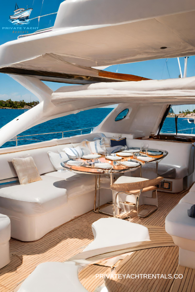 What amenities are typically included in a private yacht rental